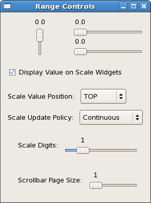 Range widgets example